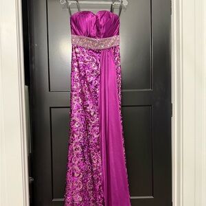 Elegant Purple Sequin Prom Gown